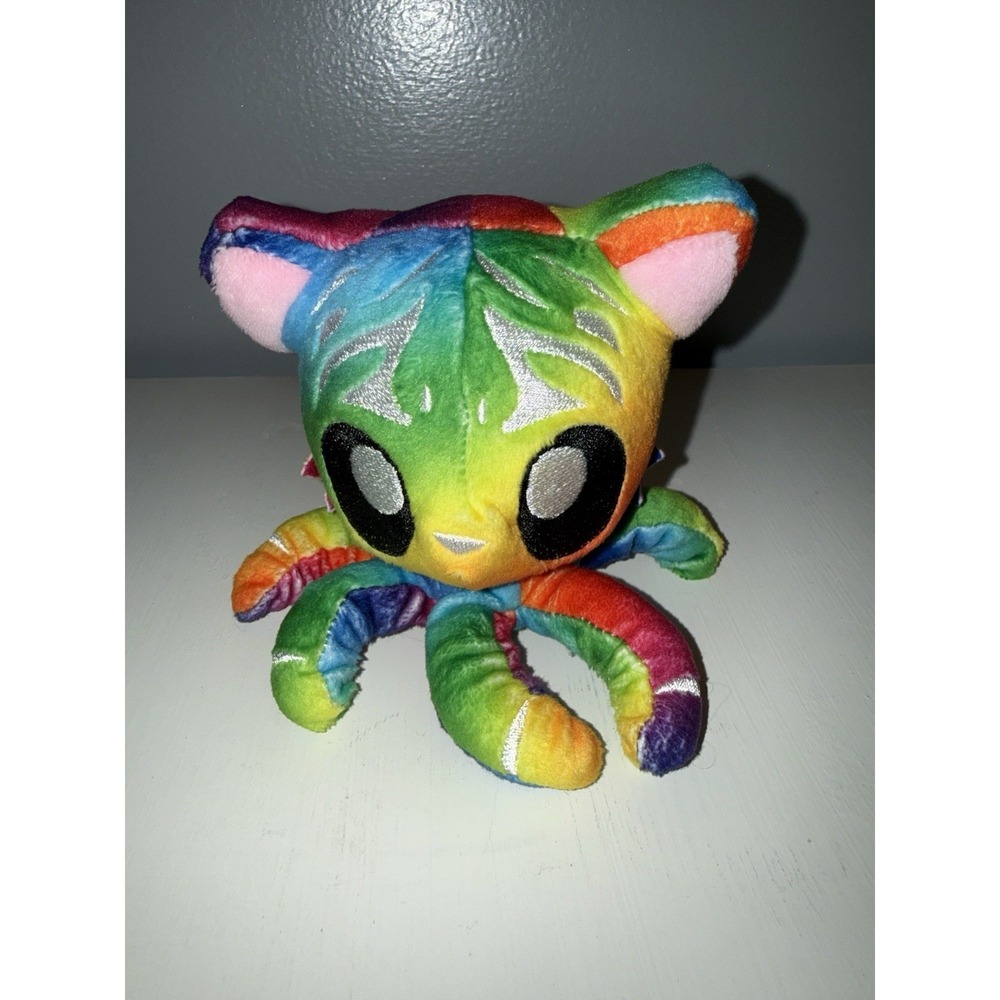 Tentacle Kitty Rainbow Cat Plush Stuffed Animal Multicolor